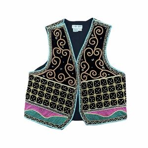 Carol Horn Workshop Womens Vest Embroidery Beaded Vintage 1 Sz Fit Most